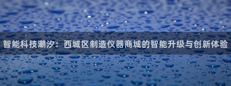 欧星娱乐：智能科技潮汐：西城区制造仪器商城的智能升级与创新体